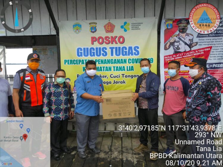 BPBD Kaltara Serahkan 1.250 Masker di Tana Lia
