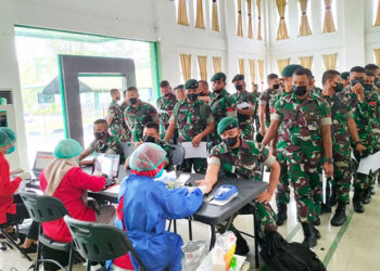 Yonif Raider 600 Modang Gelar Baksos Donor darah hu